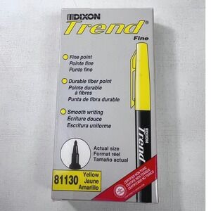 Vintage Dixon Trend Fine Point Yellow Marker Durable Fiber Tip Markers Deadstock